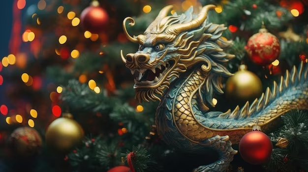 dragon in christmas tree